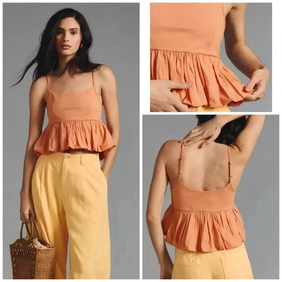 Maeve Anthropologie Ruffled Bubble-Hem Cropped Tank Size L - Picture 1 of 4